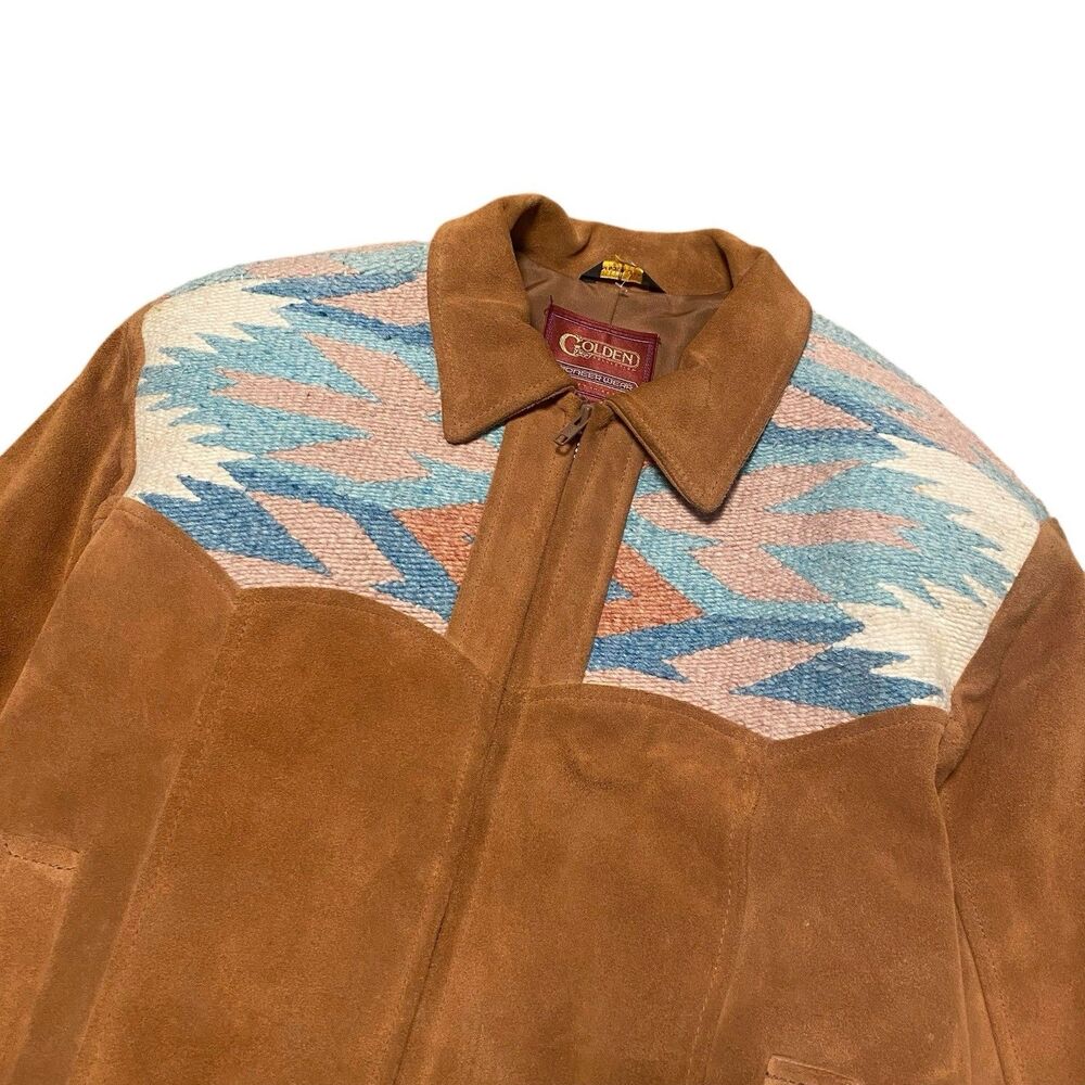Vintage Pioneer Wear Jacket Coat Aztec Western Genuine Leather USA Made SZ 40 L
